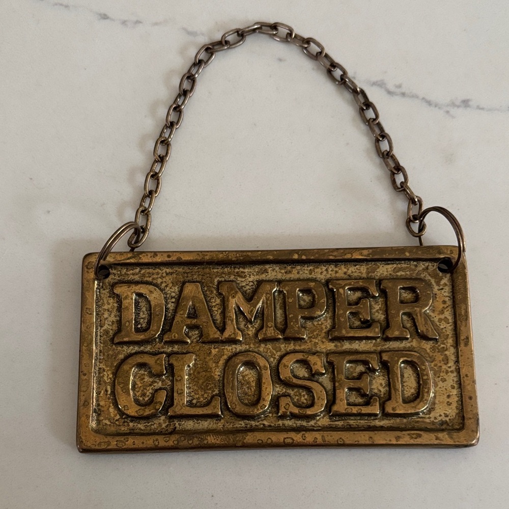 Vintage Solid Brass Fireplace Damper Sign
Open/Closed Home Decor